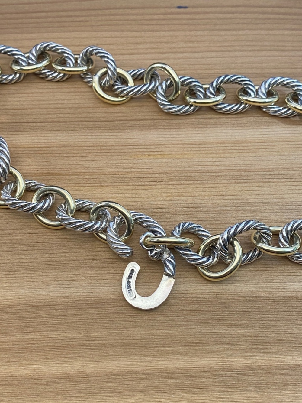 David Yurman Retired Oval Link Chain Necklace 16mm Sterling 18K Gold 88g - Picture 5 of 9